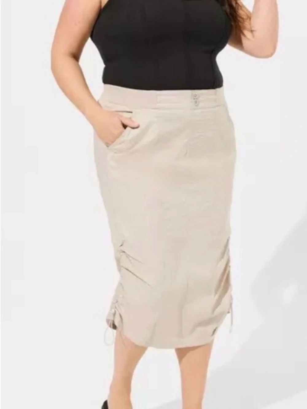 Torrid Maxi Poplin Cargo Skirt - Beige - Torrid Size 00 - 10 -